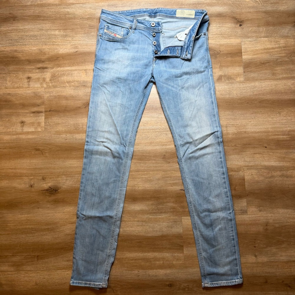 Diesel Sleenker-X Jeans Mens 34x34 Light Blue Slim Skinny Stretch Denim 0095G‎